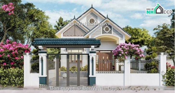 biệt thự mái thái,mái thái 1 tầng,biệt thự 1 tầng