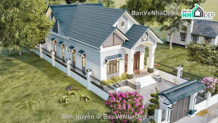 biệt thự mái thái,mái thái 1 tầng,biệt thự 1 tầng