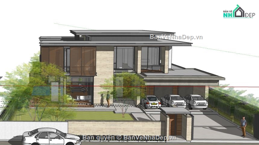 Biệt thự 2 tầng file sketchup,model su biệt thự 2 tầng,file sketchup biệt thự 2 tầng,biệt thự 2 tầng model su