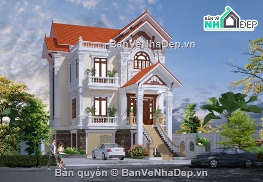 biệt thự 3 tầng,cad biệt thự 3 tầng,file cad biệt thự 3 tầng