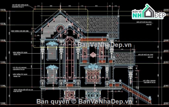 biệt thự 3 tầng,cad biệt thự 3 tầng,file cad biệt thự 3 tầng