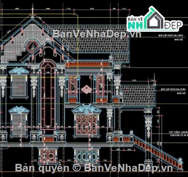 biệt thự 3 tầng,cad biệt thự 3 tầng,file cad biệt thự 3 tầng