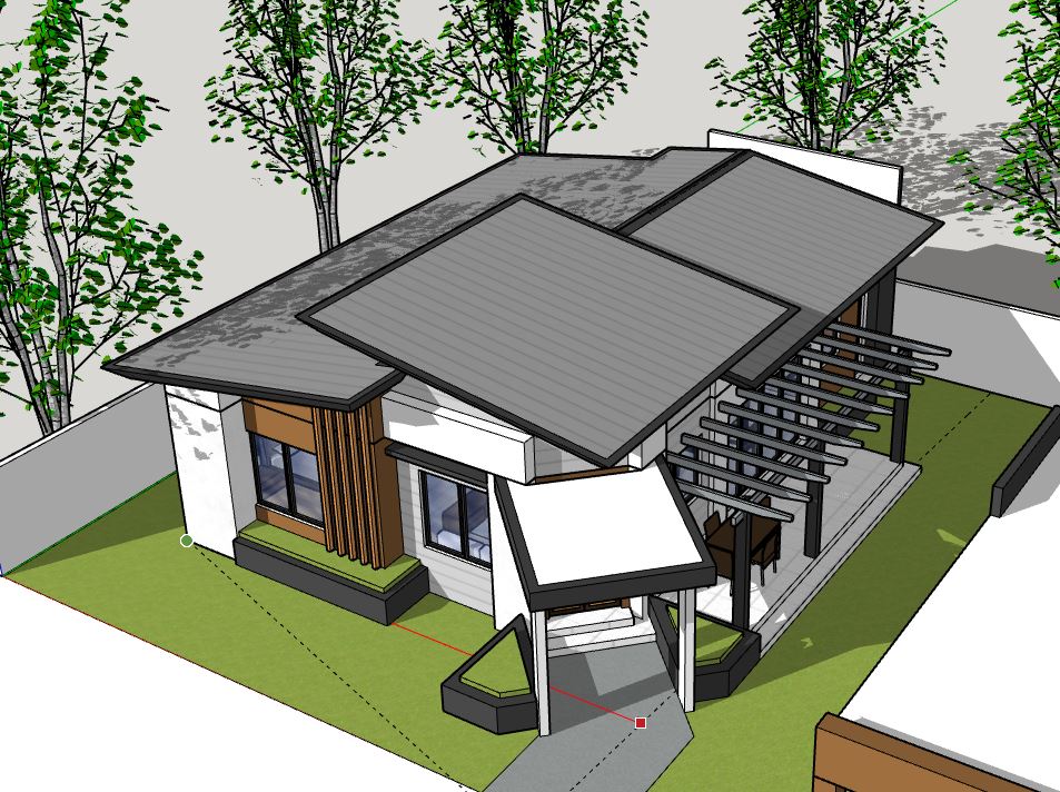 Biệt thự vườn 1 tầng,File sketchup biệt thự 1 tầng,biệt thự 1 tầng file su,sketchup biệt thự 1 tầng