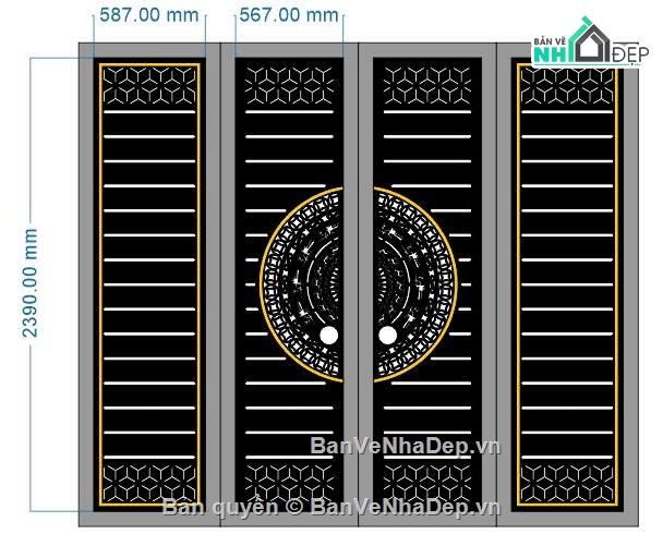 cổng cắt cnc,Mẫu cổng 4 cánh cnc,cổng dxf