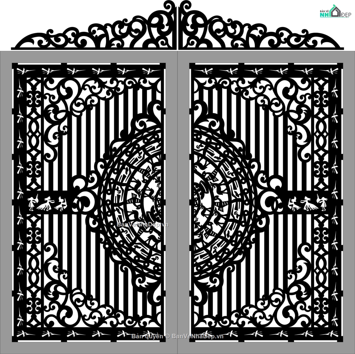 cnc cổng 2 cánh,file cnc cổng 2 cánh,mẫu cnc cổng 2 cánh