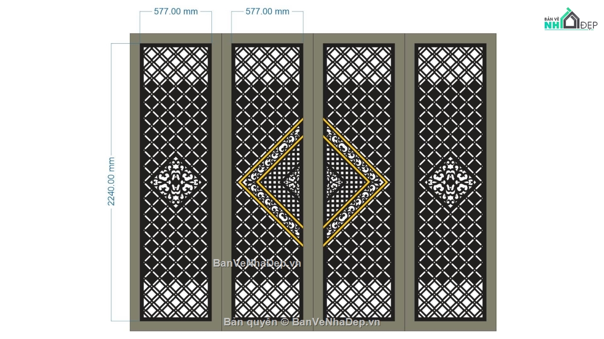 cổng đẹp 4 cánh,Mẫu cổng 4 cánh cnc,file cnc cổng 4 cánh