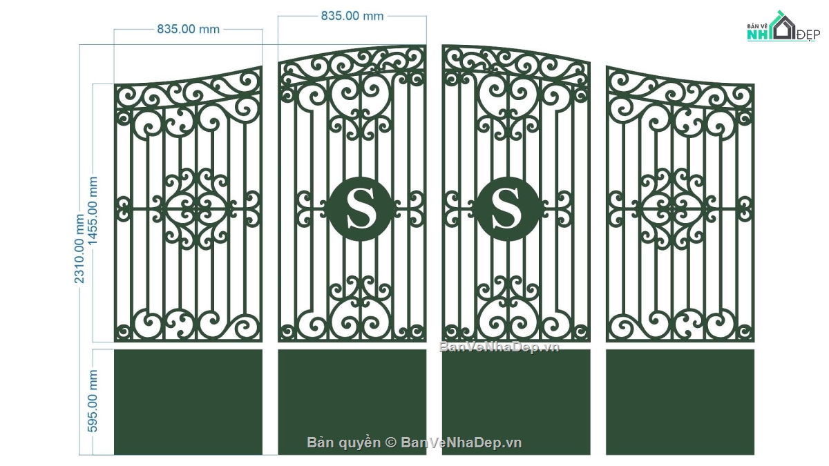 Mẫu cổng 4 cánh cnc,cổng 4 cánh hiện đại,cổng 4 cánh cnc