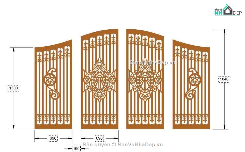 cổng đẹp 4 cánh,Mẫu cổng 4 cánh cnc,file cnc cổng 4 cánh,mẫu cổng 4 cánh