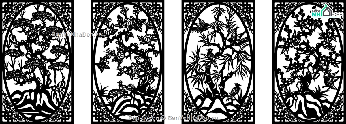 tứ quý dương cnc,Mẫu cổng tứ quý cnc,file cnc tứ quý dương