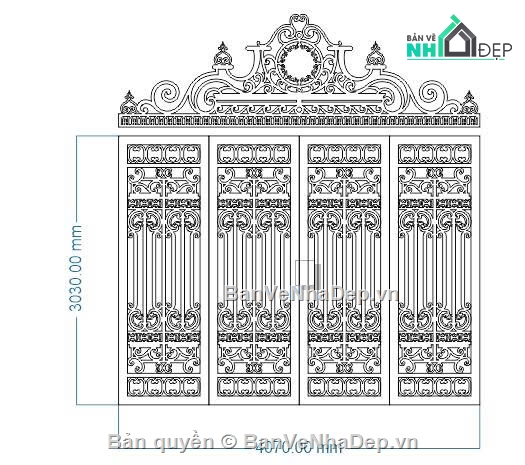 cổng 2 cánh,cổng dxf,cổng trống đồng