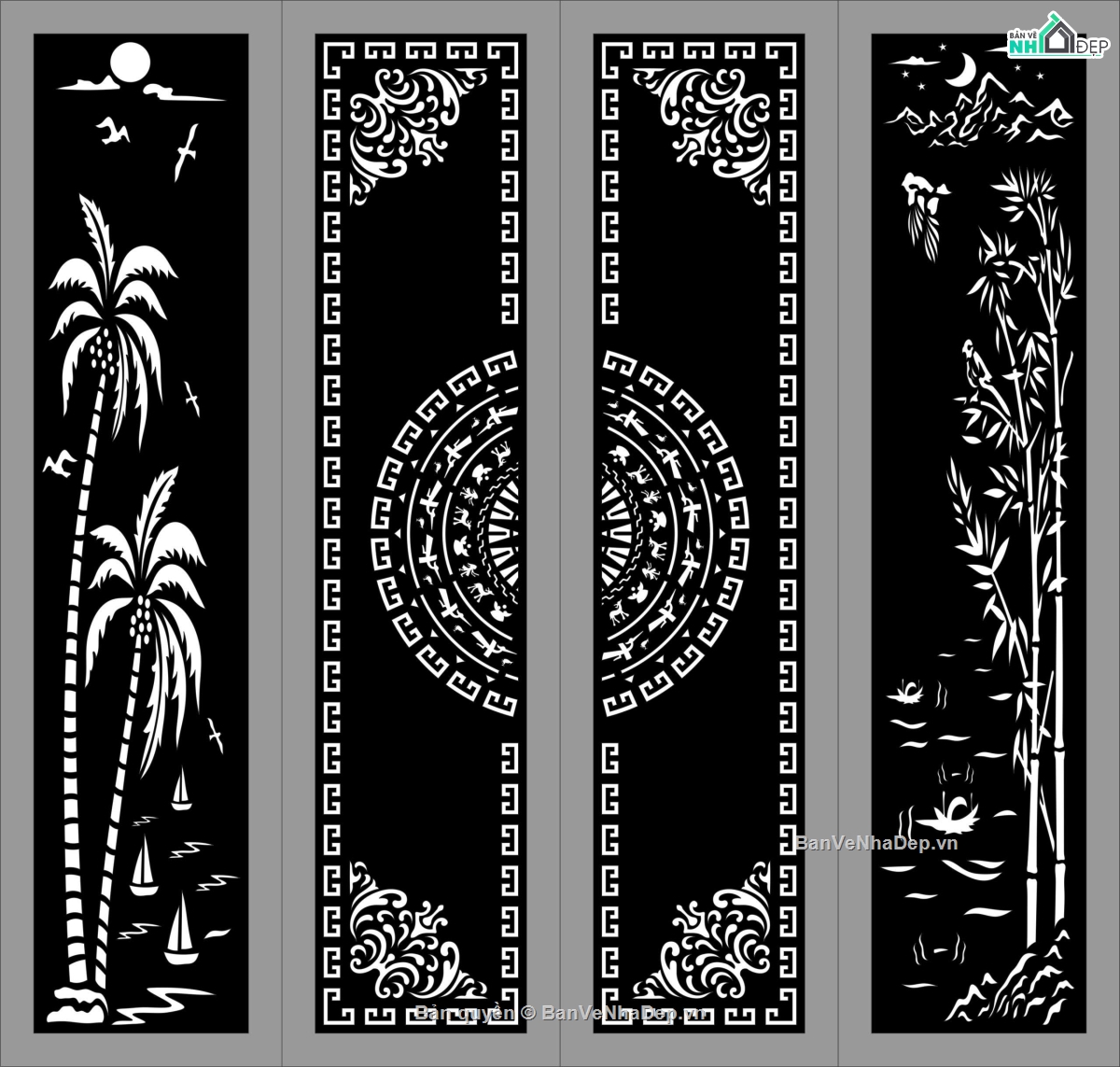 Cổng dừa,file dxf cổng dừa,dxf cổng dừa