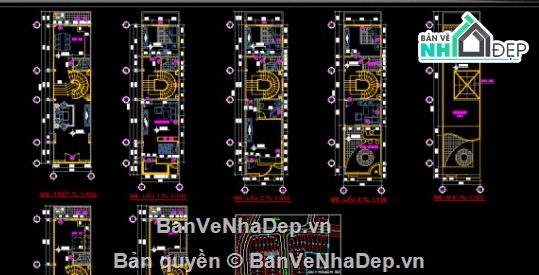 mẫu nhà phố 4 tầng,cad nhà phố 4 tầng,nhà phố 4 tầng file cad