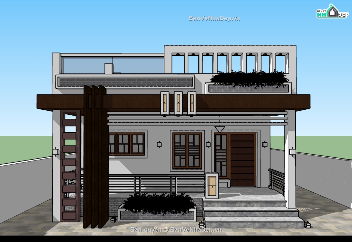 file sketchup nhà phố 1 tầng,model su nhà phố 1 tầng,model 3d nhà phố 1 tầng,3d nhà phố 1 tầng