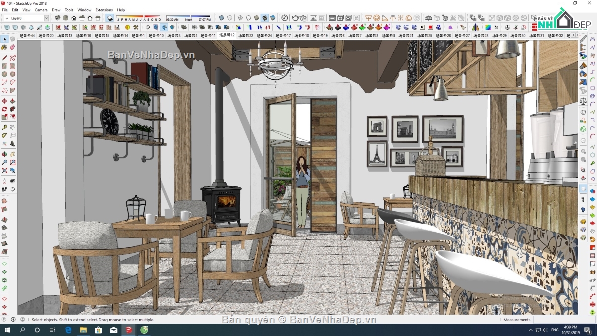 Tổng hợp 11 file sketchup cửa hàng, quán cafe được dựng hình phối cảnh chi tiết nội và ngoại thất