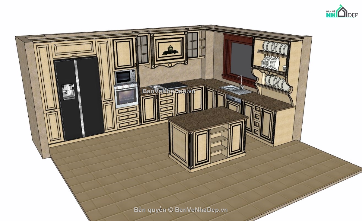nội thất phòng bếp,sketchup nội thất,model nội thất phòng bếp