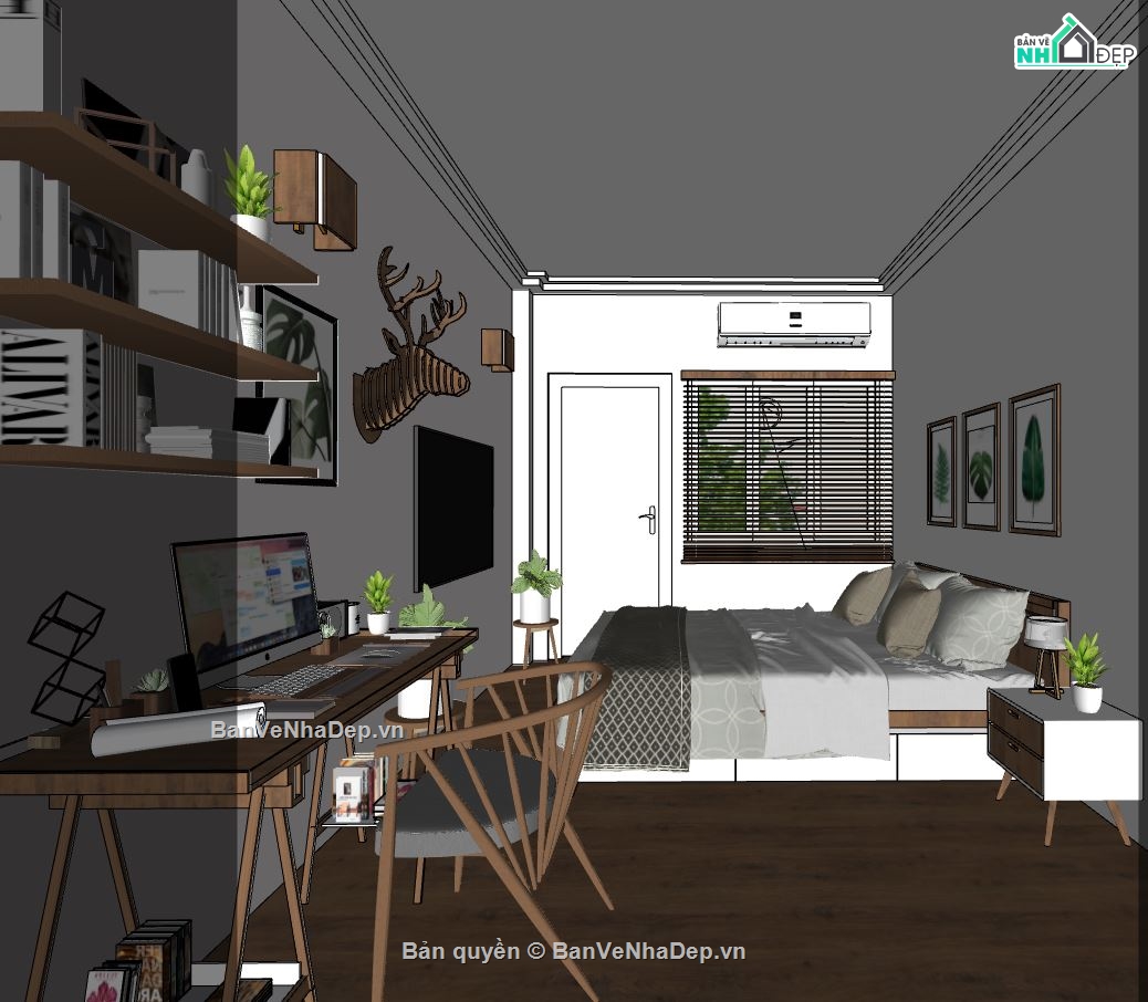 thiết kế phòng ngủ đẹp,Mẫu nội thất phòng ngủ,nội thất phòng ngủ sketchup,mẫu nội thất phòng ngủ su