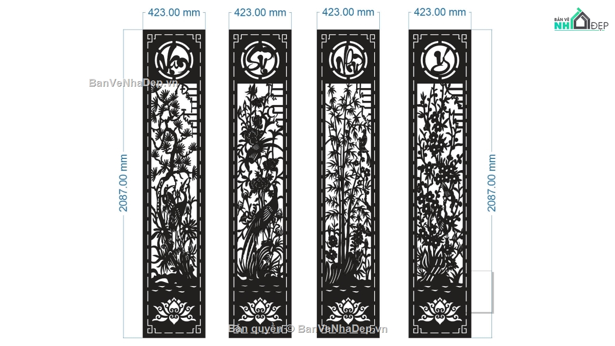 mẫu tứ quý cnc,vạn sự như ý,vạn sự như ý cnc,tứ quý cnc