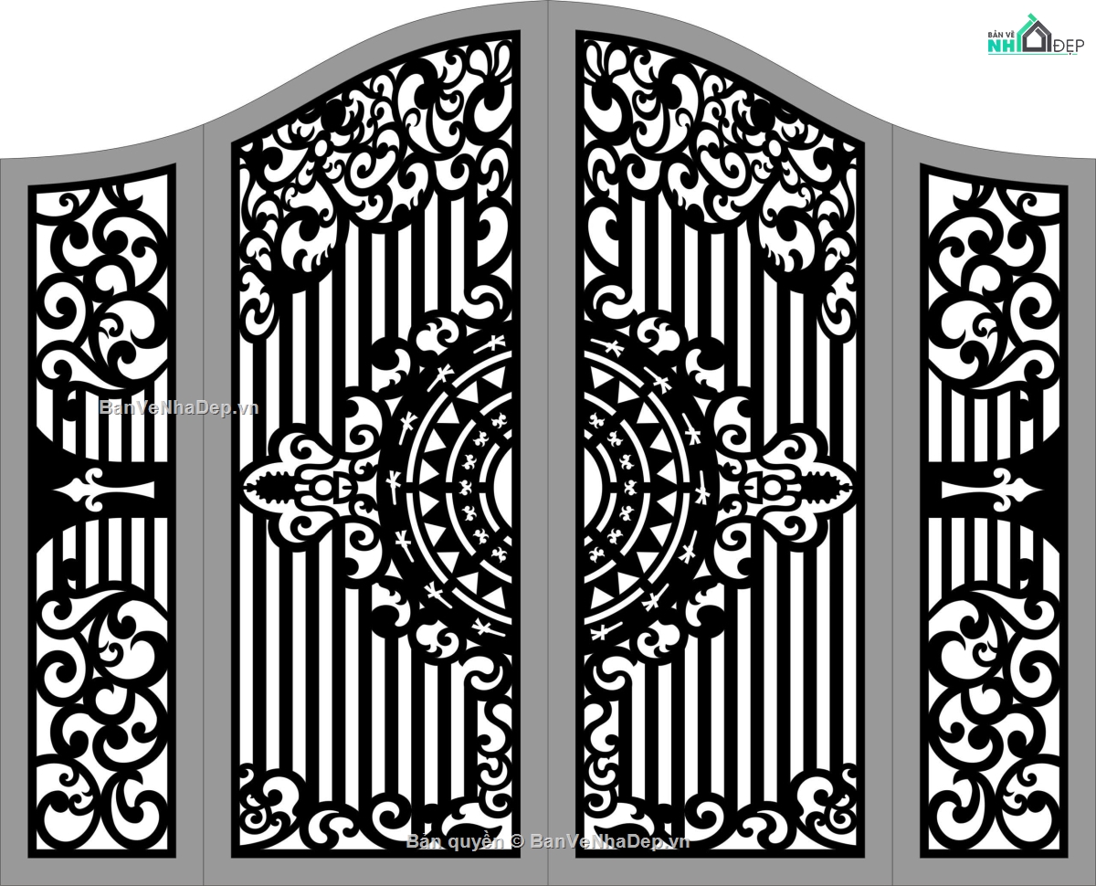 Cổng 4 cánh,file dxf cổng 4 cánh,dxf cổng 4 cánh