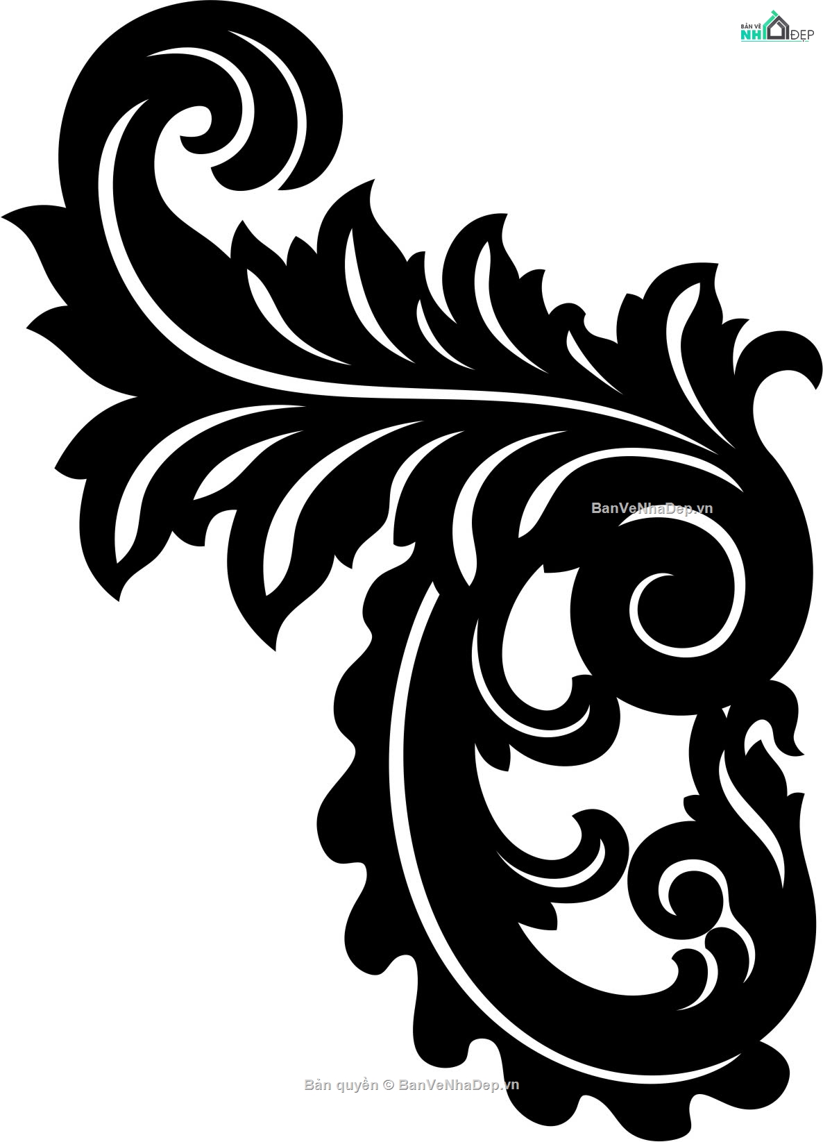 mẫu hoa lá tây,hoa góc lá tây,hoa góc cnc,file dxf hoa góc