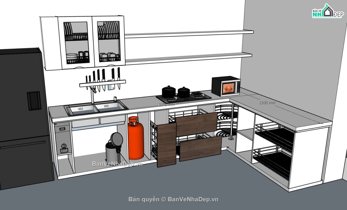 3d nội thất,phòng bếp,sketchup nội thất,nội thất phòng bếp