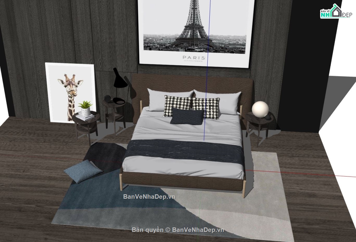 nội thất phòng ngủ,Mẫu nội thất phòng ngủ,thiết kế nội thất phòng ngủ sketchup,thiết kế phòng ngủ