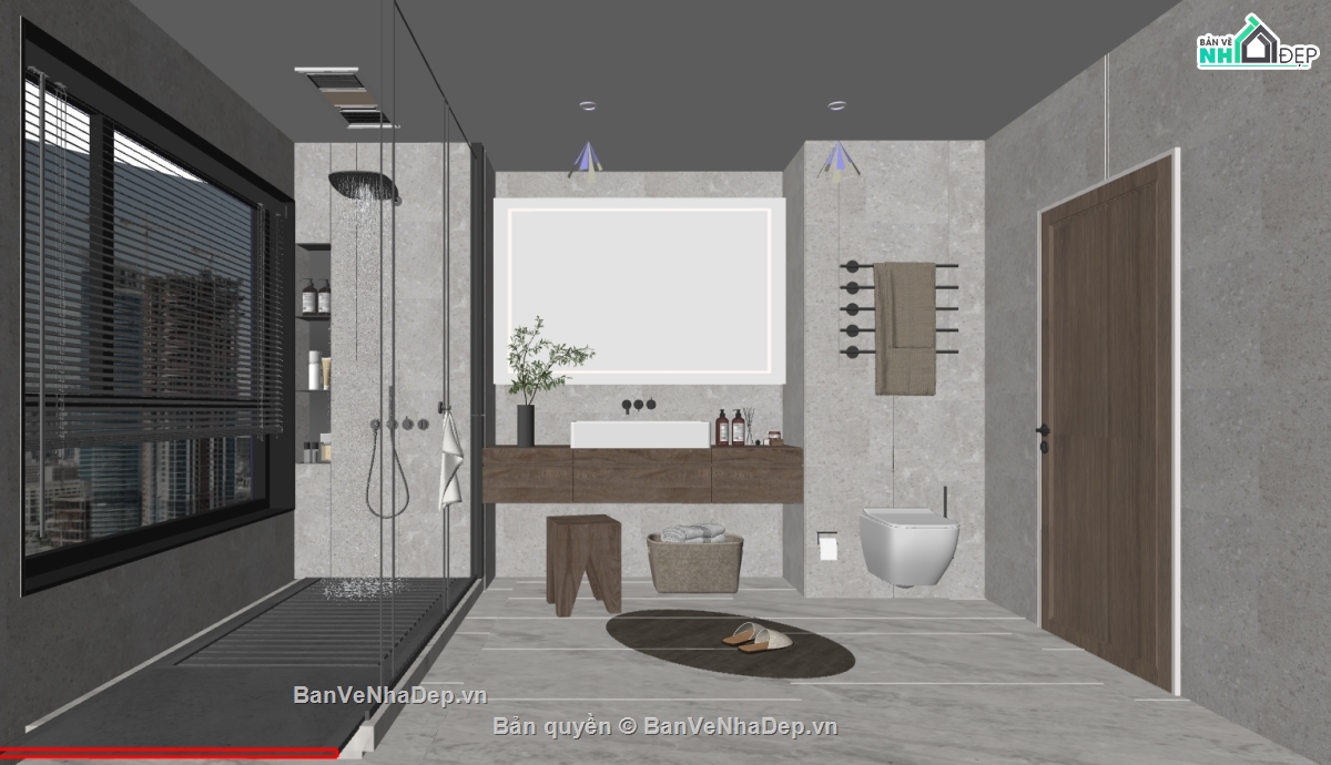 file sketchup phòng tắm,nội thất phòng tắm sketchup,thiết kế phòng tắm trên model su,phòng tắm model su