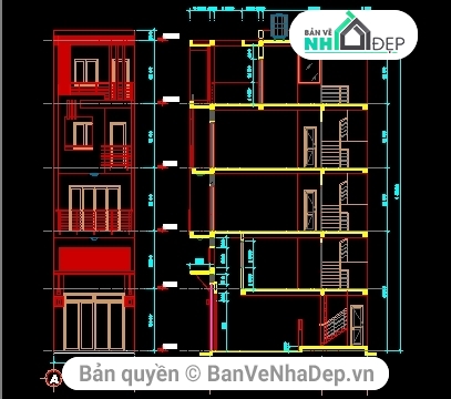 Nhà 5 tầng kt 4x8  m,nhà 5 tầng phối cảnh,Nhà 5 tầng full thiết kế