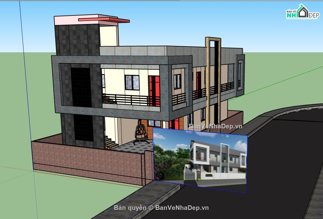 biệt thự 2 tầng,file sketchup biệt thự 2 tầng,su biệt thự 2 tầng,file su biệt thự