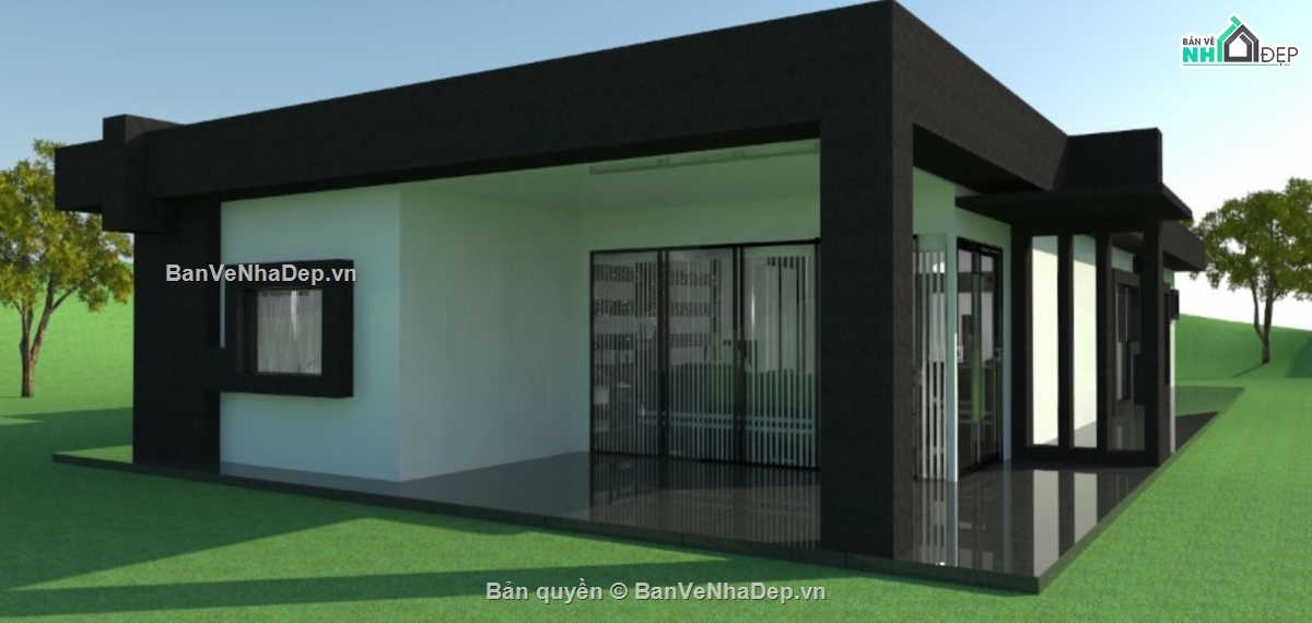 bản vẽ su nhà 1 tầng,mẫu nhà 1 tầng sketchup,su nhà 1 tầng