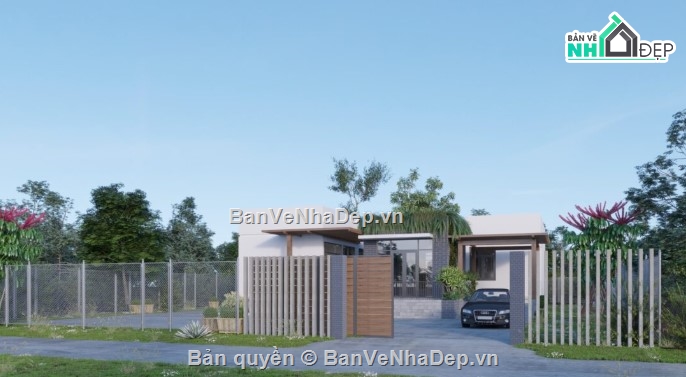 mẫu nhà 1 tầng,nhà 1 tầng đẹp,3dmax nhà 1 tầng