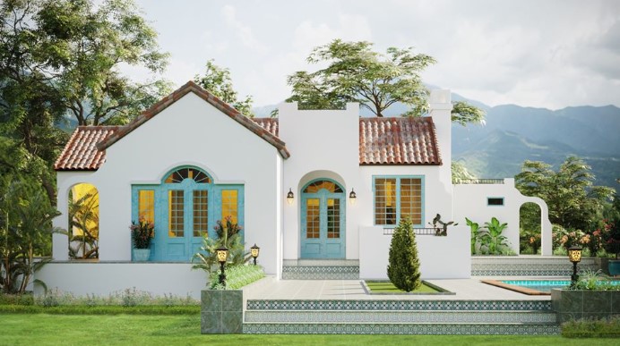 mẫu nhà 1 tầng,file 3dmax nhà vườn,nhà 1 tầng đẹp