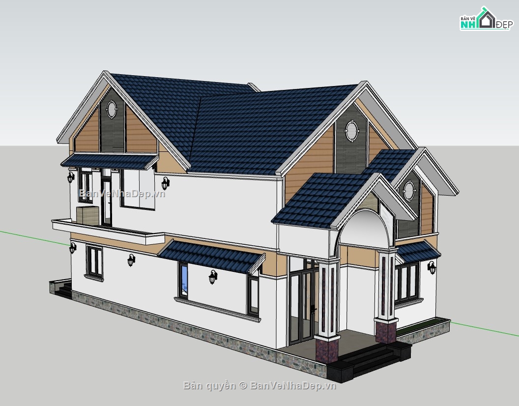 su nhà 1 tầng,model su nhà 1 tầng,sketchup nhà 1 tầng