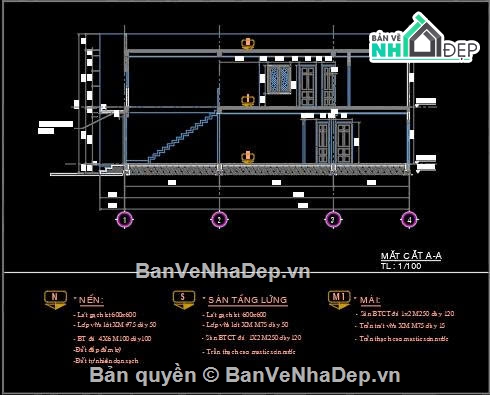 Mẫu nhà gác lửng,nhà gác lửng,bản vẽ nhà gác lửng 5x15