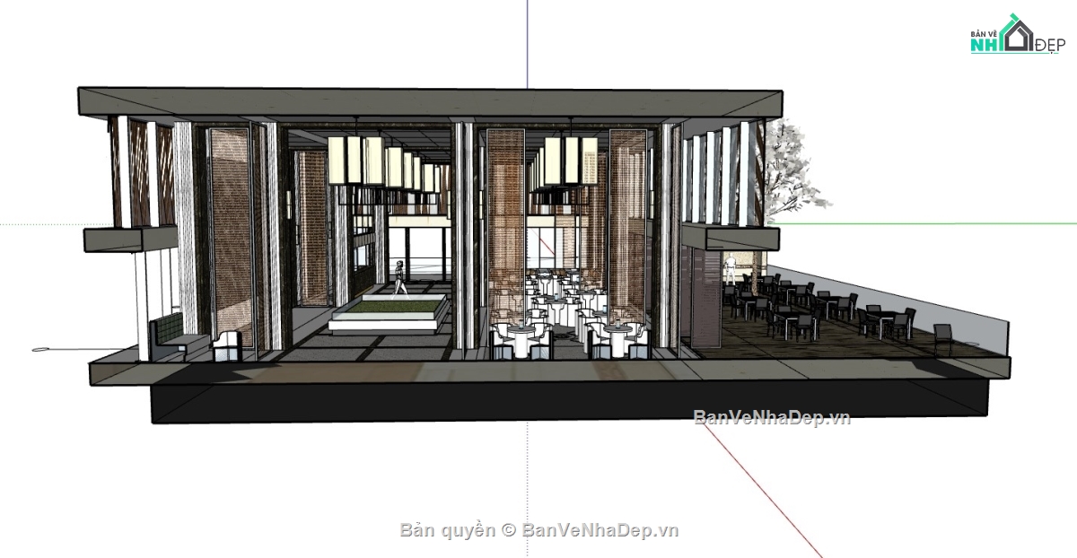 Mẫu nhà hàng,nhà hàng,nhà hàng sketchup,su nhà hàng