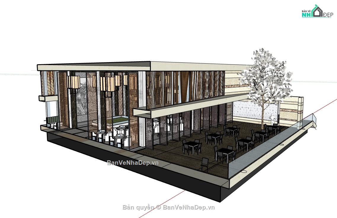 Mẫu nhà hàng,nhà hàng,nhà hàng sketchup,su nhà hàng