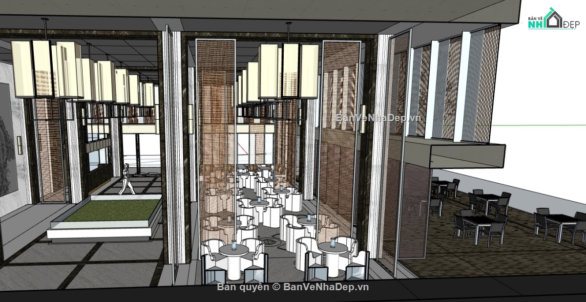 Mẫu nhà hàng,nhà hàng,nhà hàng sketchup,su nhà hàng
