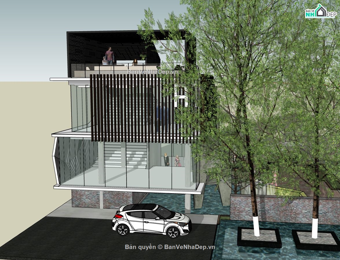 nhà làm việc,Sketchup mẫu nhà làm vc,file nhà làm việc