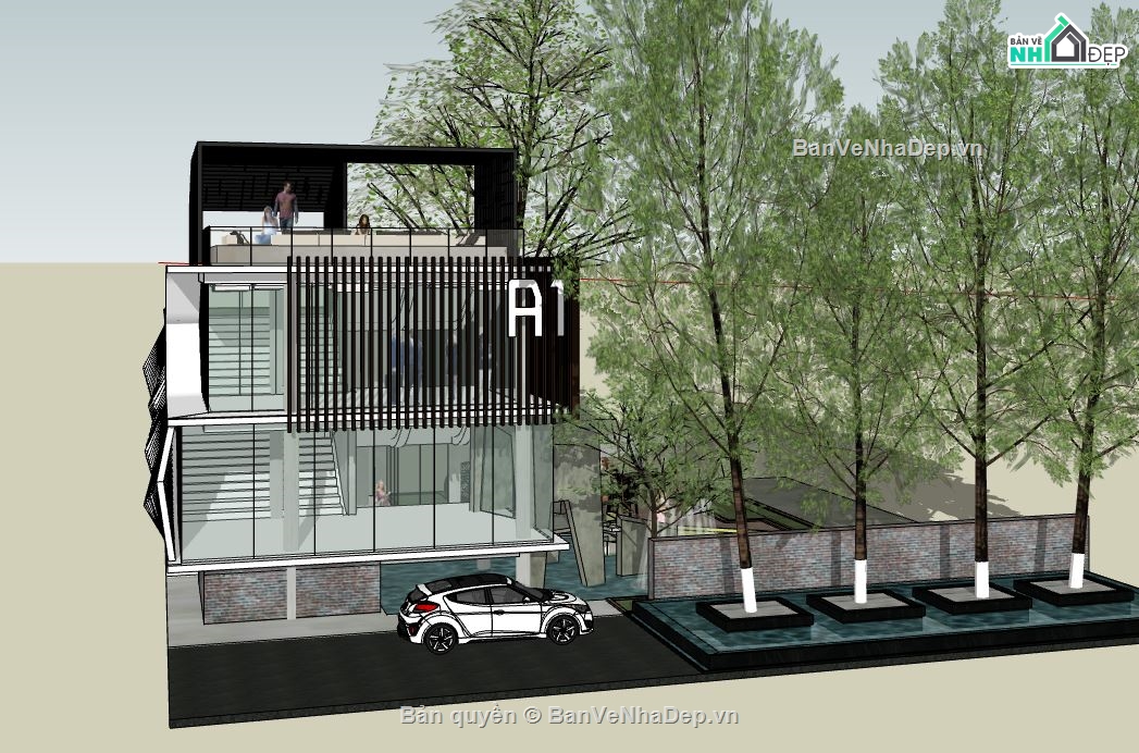 nhà làm việc,Sketchup mẫu nhà làm vc,file nhà làm việc