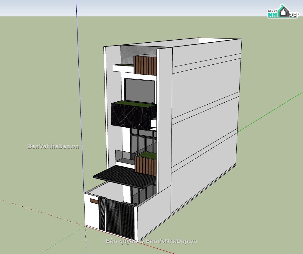 nhà 3 tầng,nhà phố hiện đại,phối cảnh nhà phố,file sketchup nhà phố