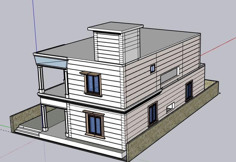 Nhà phố 2 tầng,model su nhà phố 2 tầng,file su nhà phố 2 tầng,file sketchup nhà phố 2 tầng