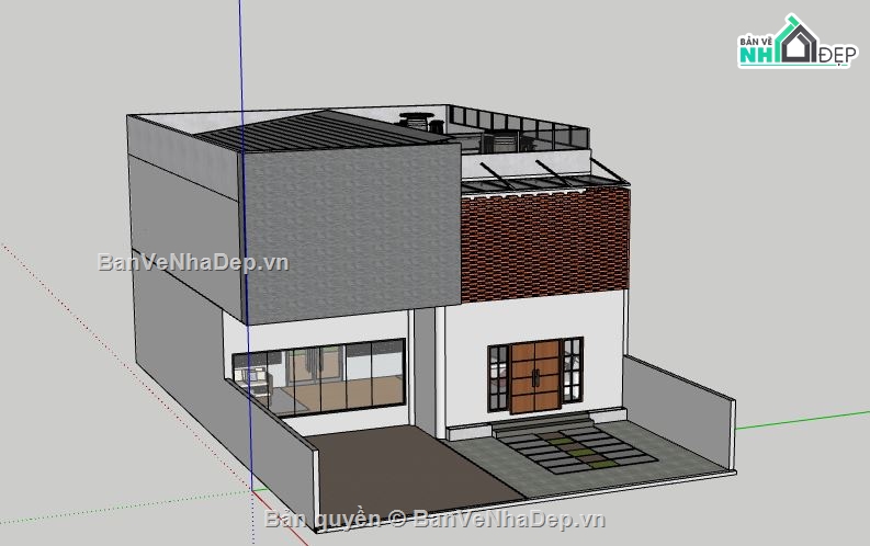 Nhà phố 2 tầng,model su nhà phố  2 tầng,file su nhà phố 2 tầng,sketchup nhà phố 2 tầng,file sketchup nhà phố 2 tầng