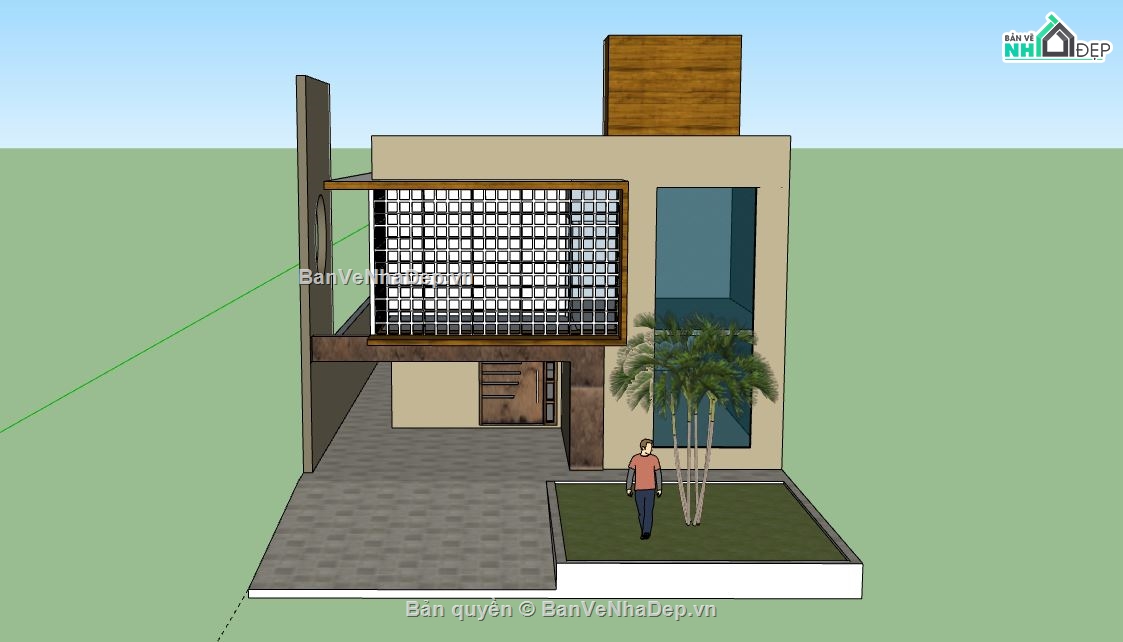 Nhà phố 2 tầng,model su nhà phố 2 tầng,nhà phố 2 tầng file sketchup,sketchup nhà phố 2 tầng