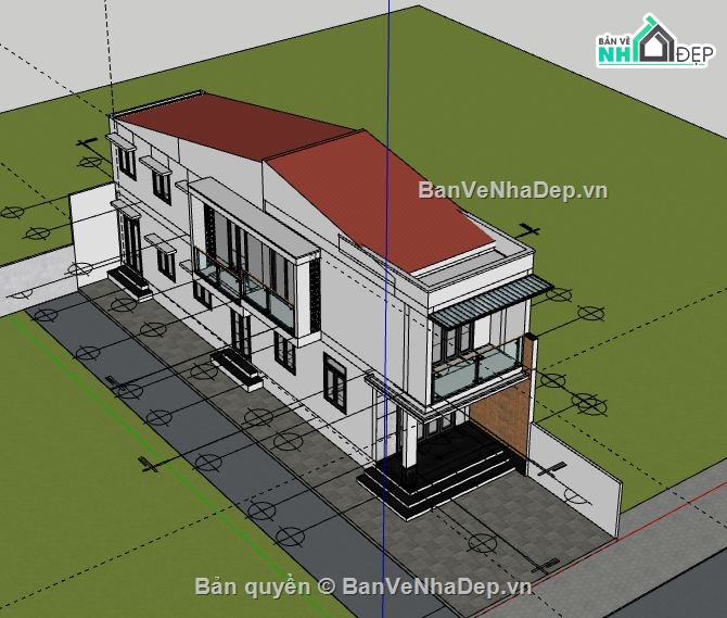 Nhà phố 2 tầng,model su nhà phố 2 tầng,nhà phố 2 tầng file su