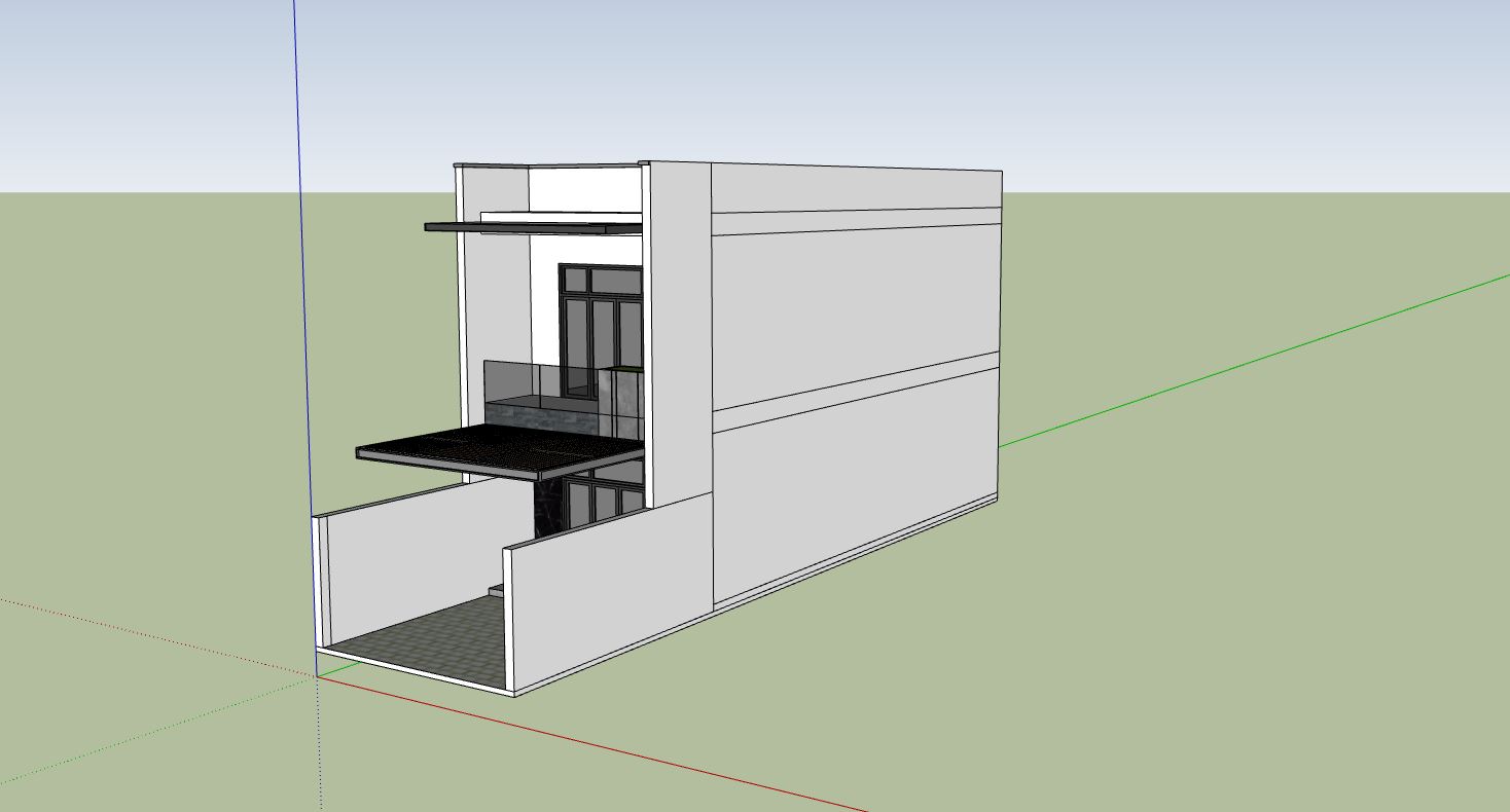 nhà phố 2 tầng,sketchup nhà phố,phối cảnh nhà phố