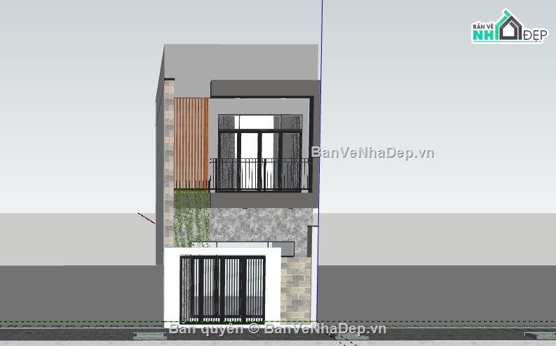 Nhà phố 2 tầng,file su nhà phố 2 tầng,file sketchup nhà phố 2 tầng hiện đại