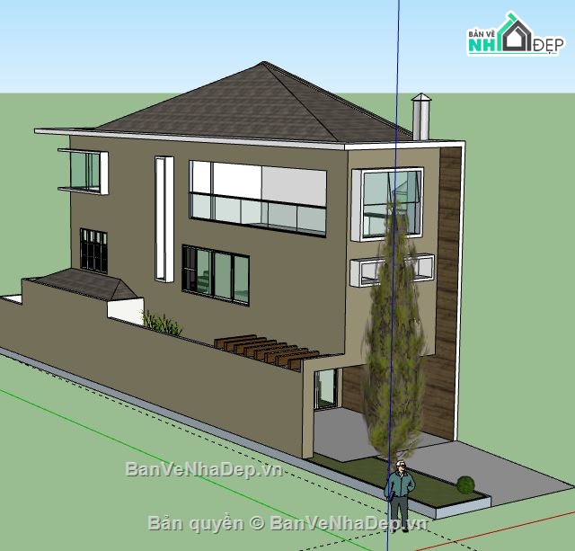 Nhà phố 2 tầng,model su nhà phố 2 tầng,sketchup nhà phố 2 tầng,nhà phố 2 tầng file su,file su nhà phố 2 tầng