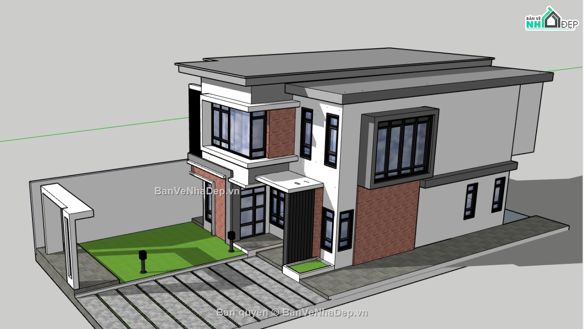 nhà phố 2 tầng file su,file su Nhà phố 2 tầng,model su Nhà phố 2 tầng,model sketchup Nhà phố 2 tầng