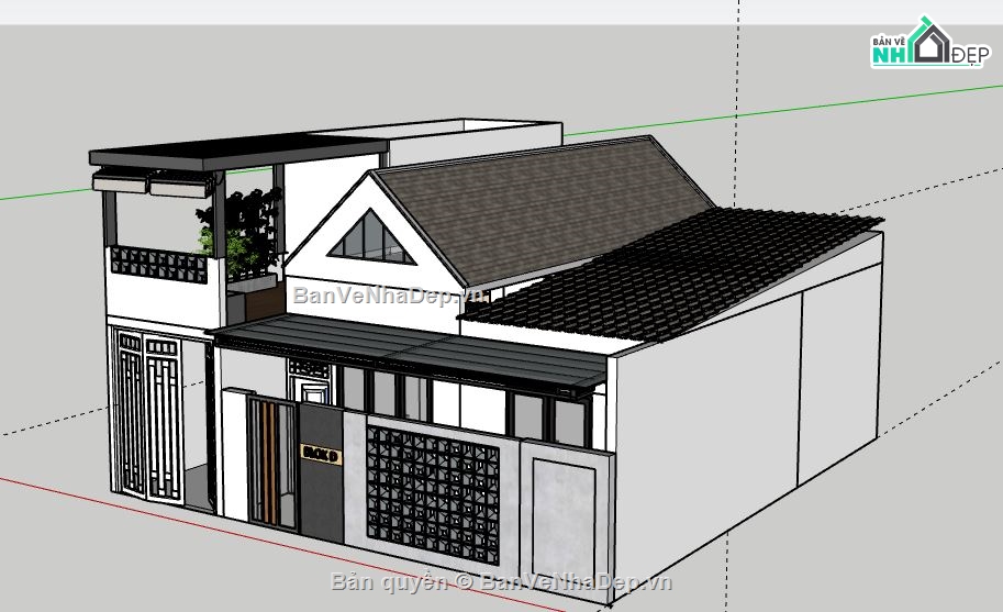 Nhà phố 2 tầng,model su nhà phố 2 tầng,file sketchup nhà phố 2 tầng,nhà phố 2 tầng file sketchup,file su nhà phố 2 tầng