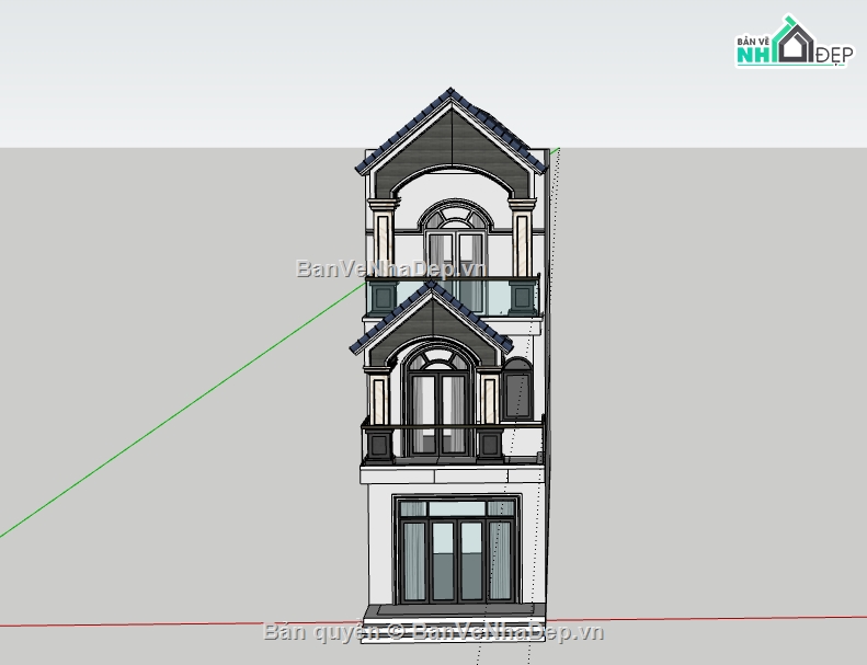 Nhà phố 3 tầng,model su nhà phố 3 tầng,file su nhà phố 3 tầng,file sketchup nhà phố 3 tầng,nhà phố 3 tầng sketchup