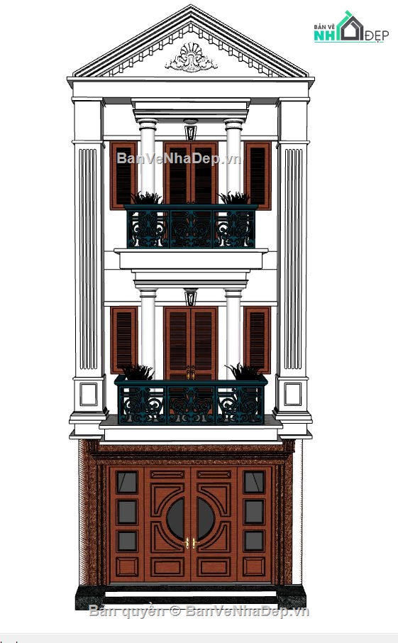 mẫu nhà phố 3 tầng,file su nhà phố 3 tầng,kiến trúc nhà phố đẹp,model su nhà phố 3 tầng,nhà phố 3 tầng sketchup